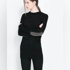 ZARA beaded elbow sweater. Size S
